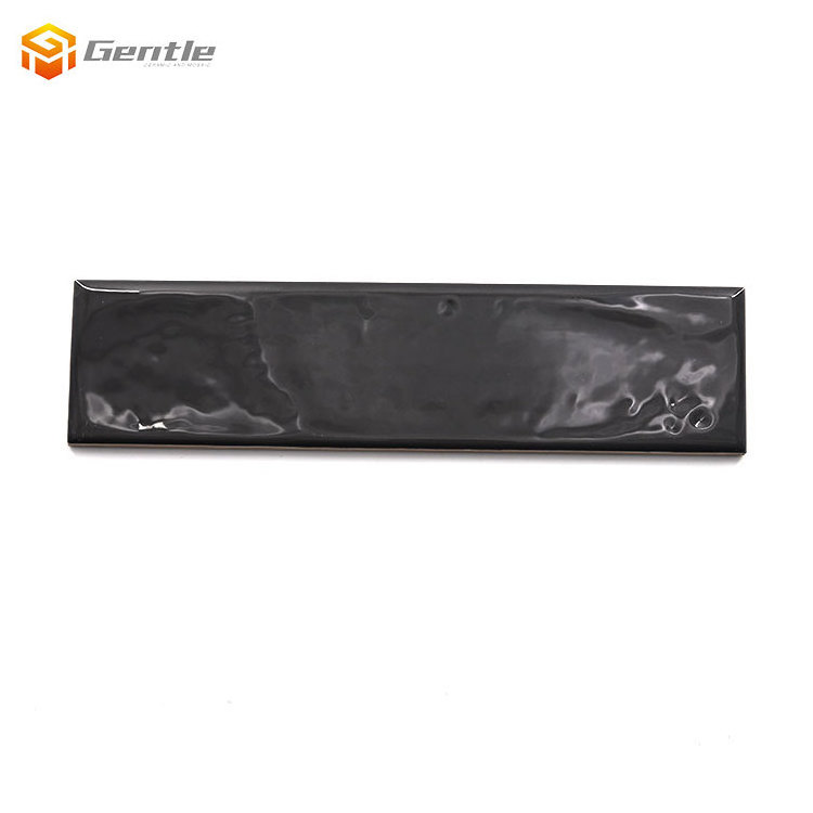 20% Off Decorative high gloss rectangle black subway tiles interior backsplash 75*300mm subway tile for kitchen wall