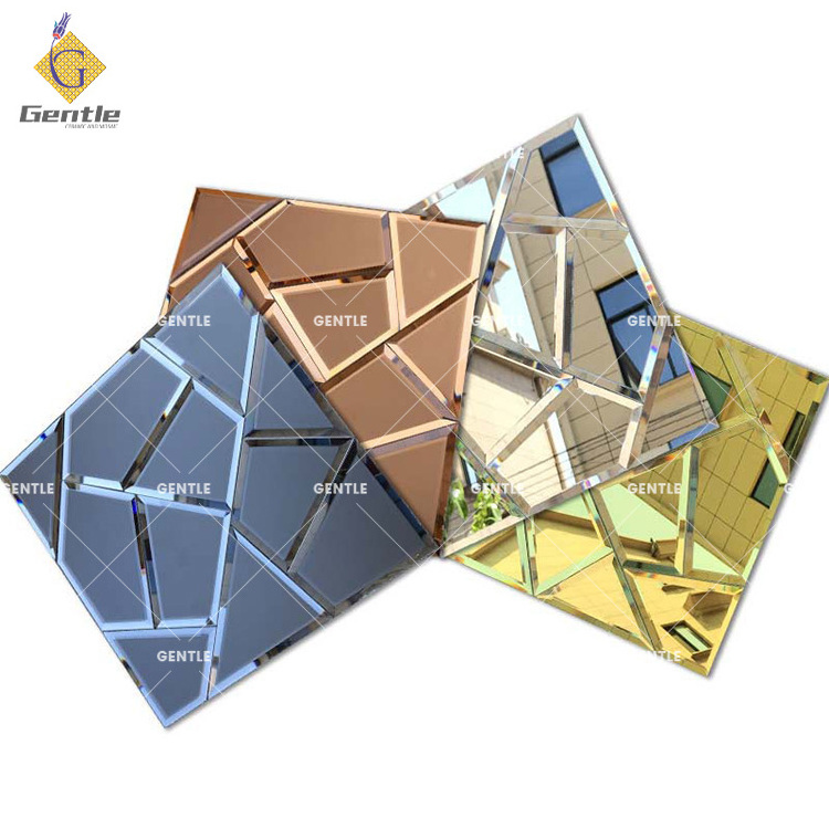 Silver broken shape glass mirror mosaic tiles mirror tiles sheets self -stick mosaic kitchen tile backsplash