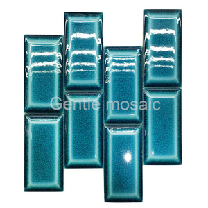 Construction tiles 150x75mm rectangle convex surface cracked glazed  wall tiles  custom made ceramic art tile