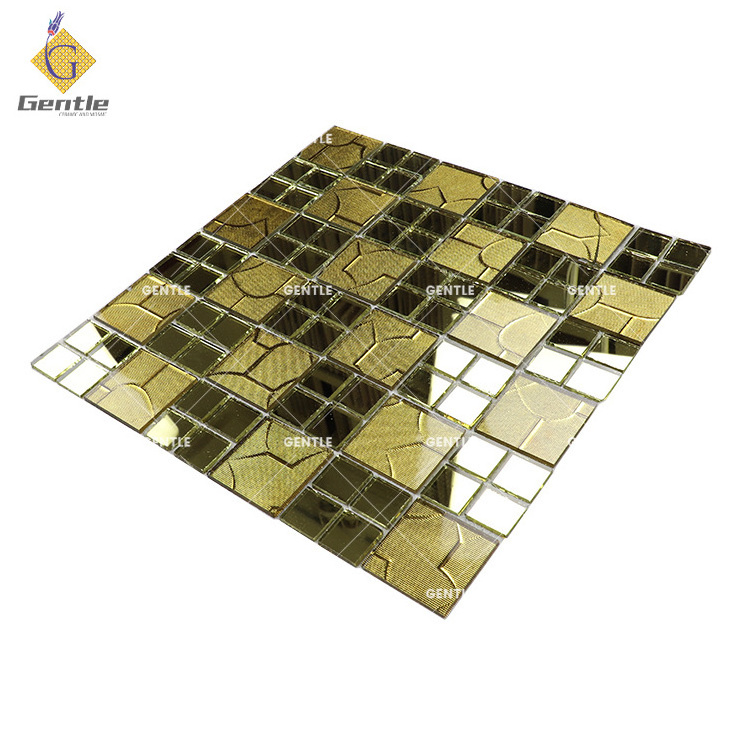 Golden glass mirror mosaic tiles mirror tiles sheets peel and stick mosaic kitchen tile backsplash