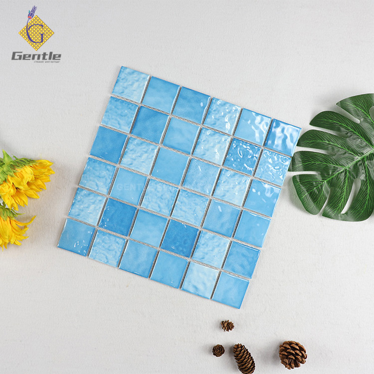 Blue Variation Ceramic Mosaic Tiles 306*306mm Porcelain Swimming Pool Mosaic Tiles Factory Price