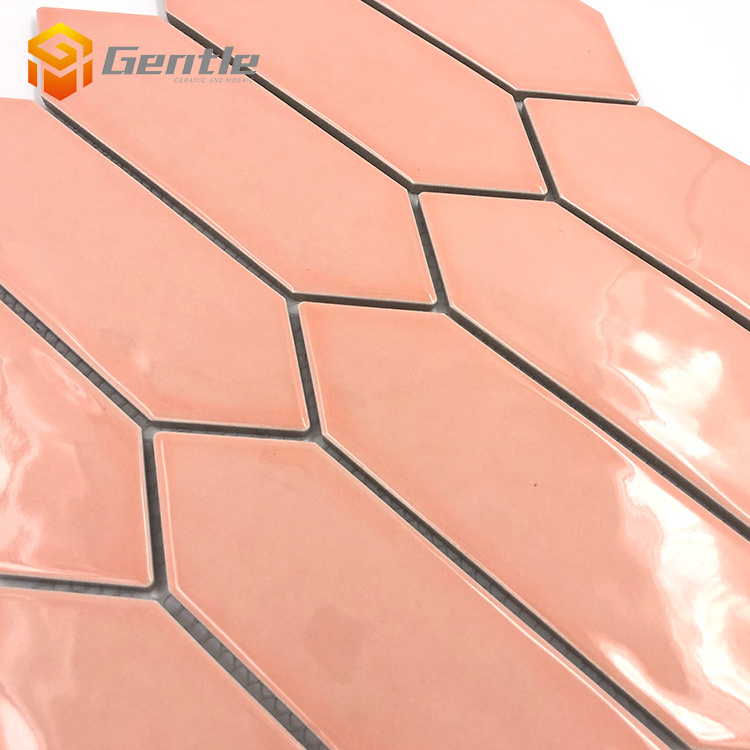 Factory price glossy pink ceramic tile 292.5*324mm european bathroom mosaic wall tiles