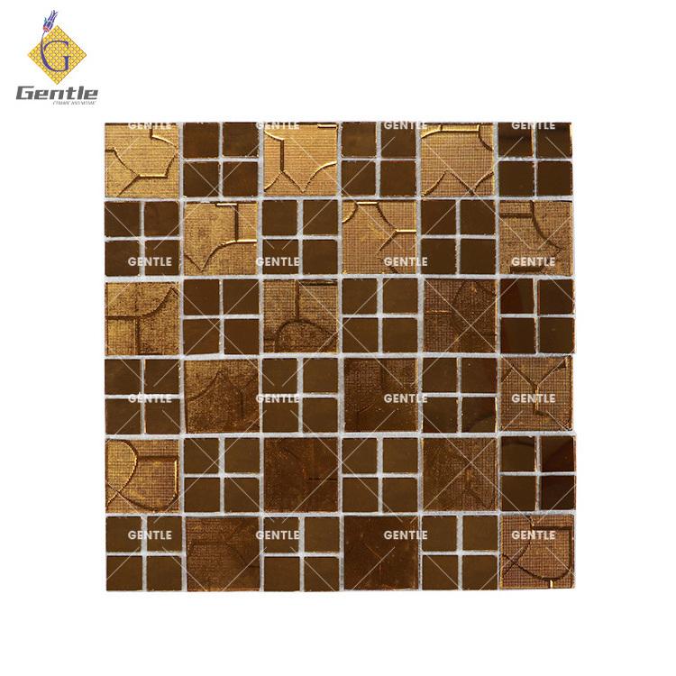 Golden glass mirror mosaic tiles mirror tiles sheets peel and stick mosaic kitchen tile backsplash