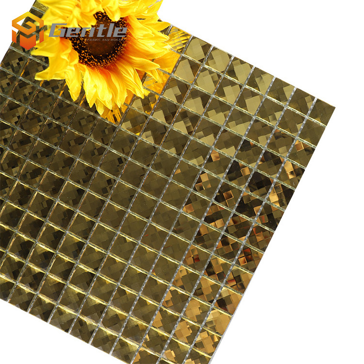 Factory direct mosaic golden pure color wall panel crystal glass mosaic wall panel