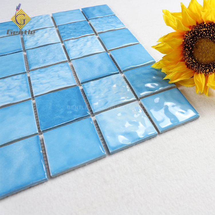 Blue Variation Ceramic Mosaic Tiles 306*306mm Porcelain Swimming Pool Mosaic Tiles Factory Price