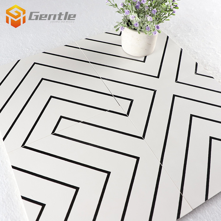 Bathroom decoration tile 20*20cm simple line pattern wall tile ceramic floor art tiles