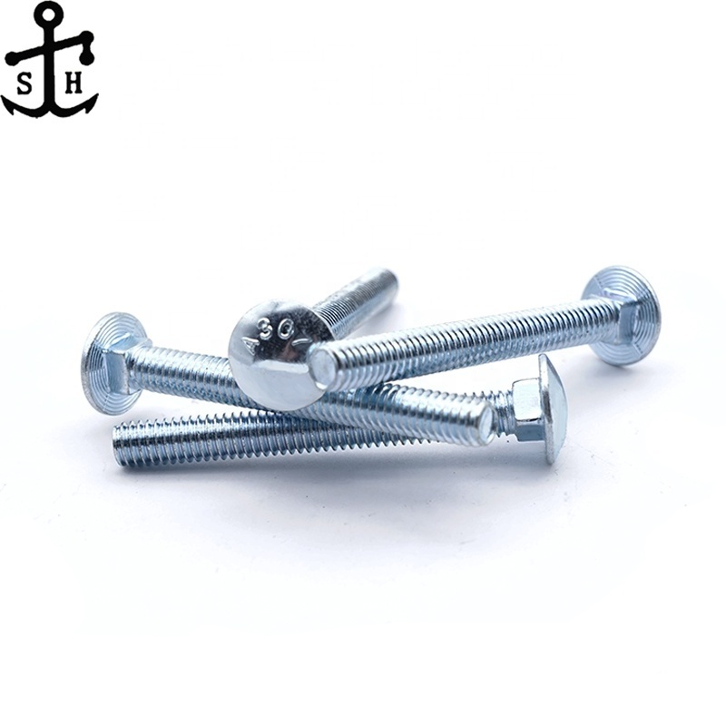 Factory Custom ASTM A307 Steel Zinc Plated Carriage Bolt M6 - M20 Grade 4.8 8.8 10.9 Round Mushroom Head Square Neck Bolt Screw