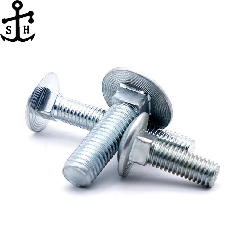 Factory Custom ASTM A307 Steel Zinc Plated Carriage Bolt M6 - M20 Grade 4.8 8.8 10.9 Round Mushroom Head Square Neck Bolt Screw