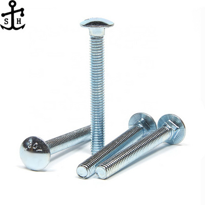 Factory Custom ASTM A307 Steel Zinc Plated Carriage Bolt M6 - M20 Grade 4.8 8.8 10.9 Round Mushroom Head Square Neck Bolt Screw