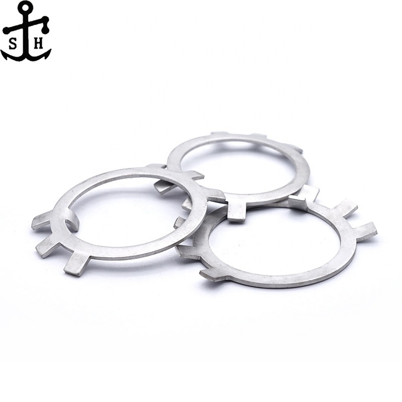 Factory Custom Locknut Tab Washers Stainless Steel 304 316 Tab Pin Star 6 Claws Lock Serrated Tooth Washer for Round Nuts GB858