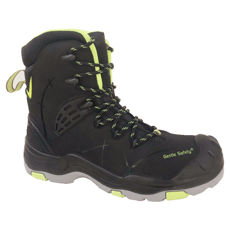 Nubuck leather safety boots for heavy industrial high cut with steel toe and steel midsole