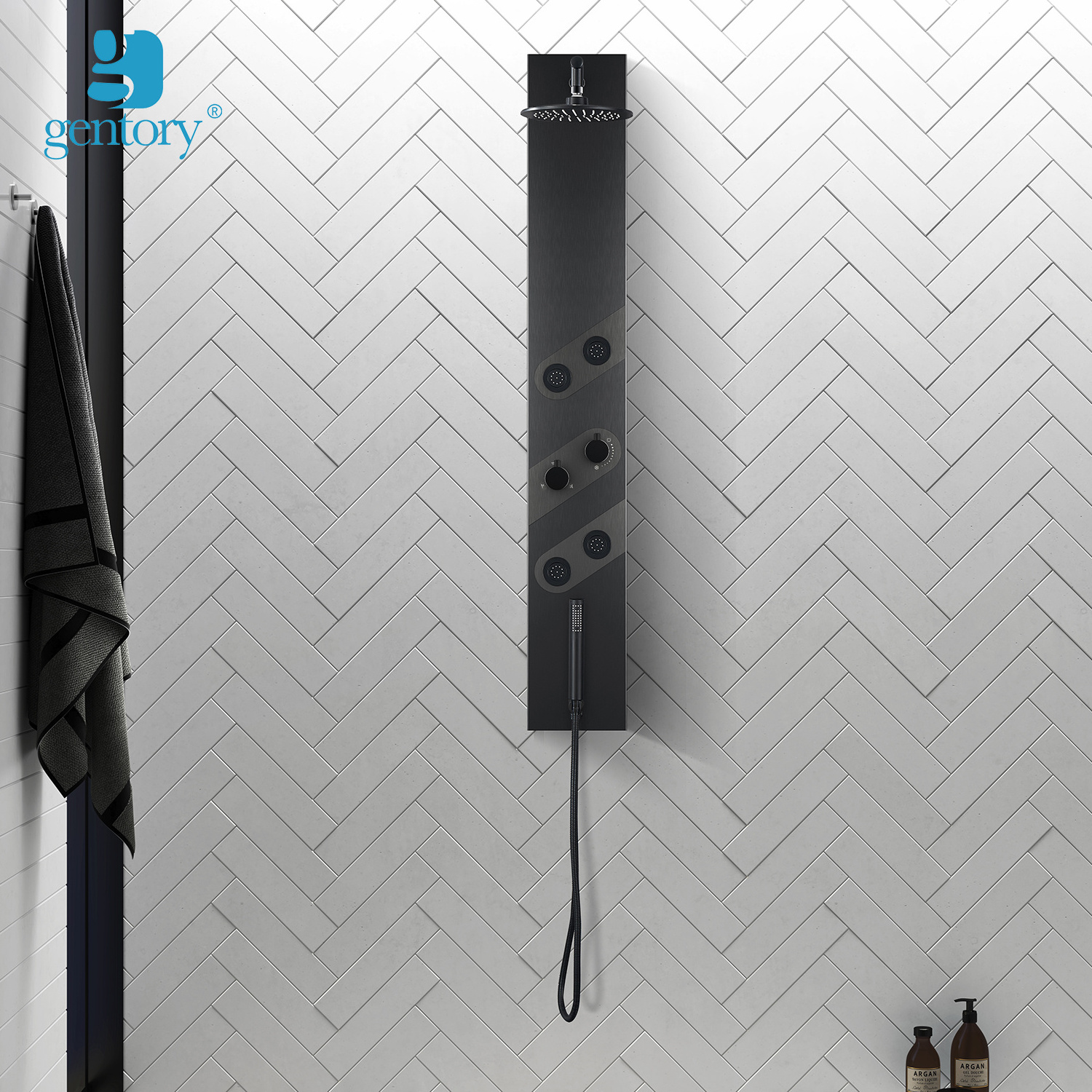 304 stainless steel wall mounted faucet multifunctional black shower panel mampara de ducha GS011