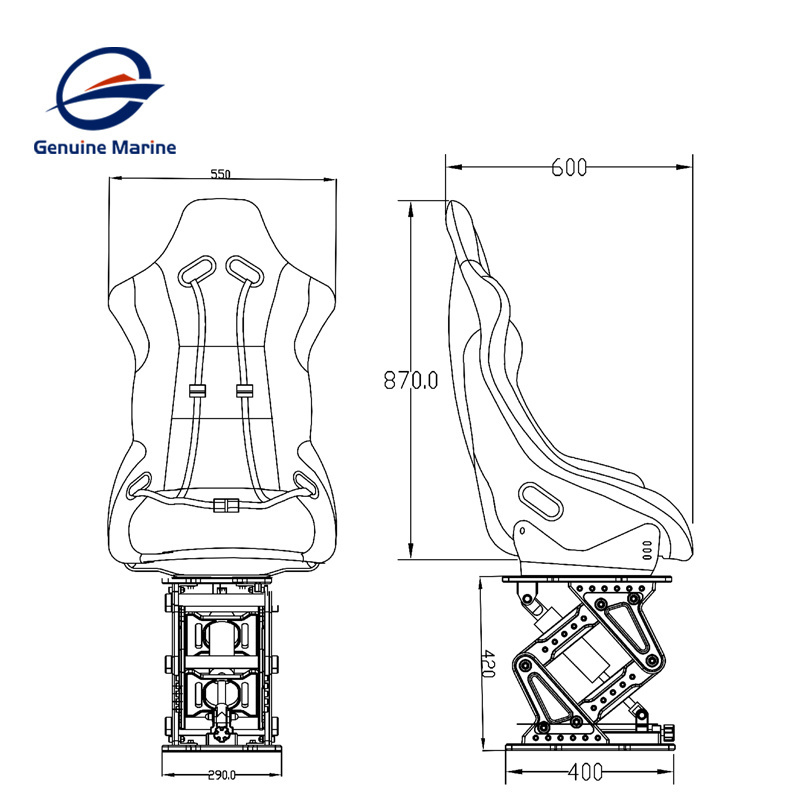 Comfortable Deluxe Passenger Shock Mitigation Boat Suspension Seat pedestal For Marine Yacht