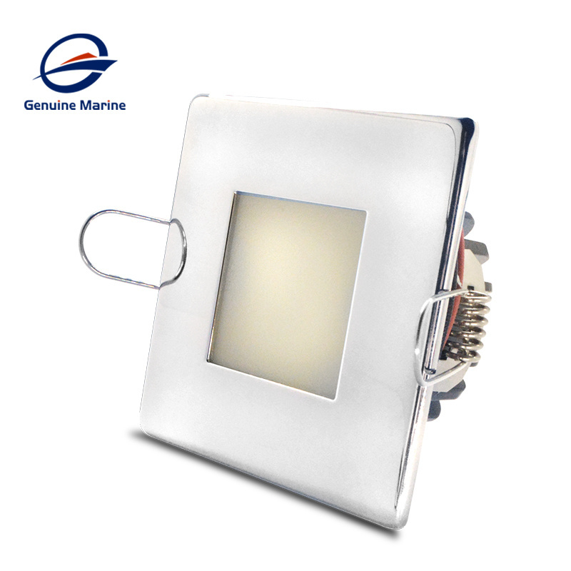 Marine Boat 5W LED Recessed Downlight Marine Ship Stainless Steel Square Ceiling Down Light