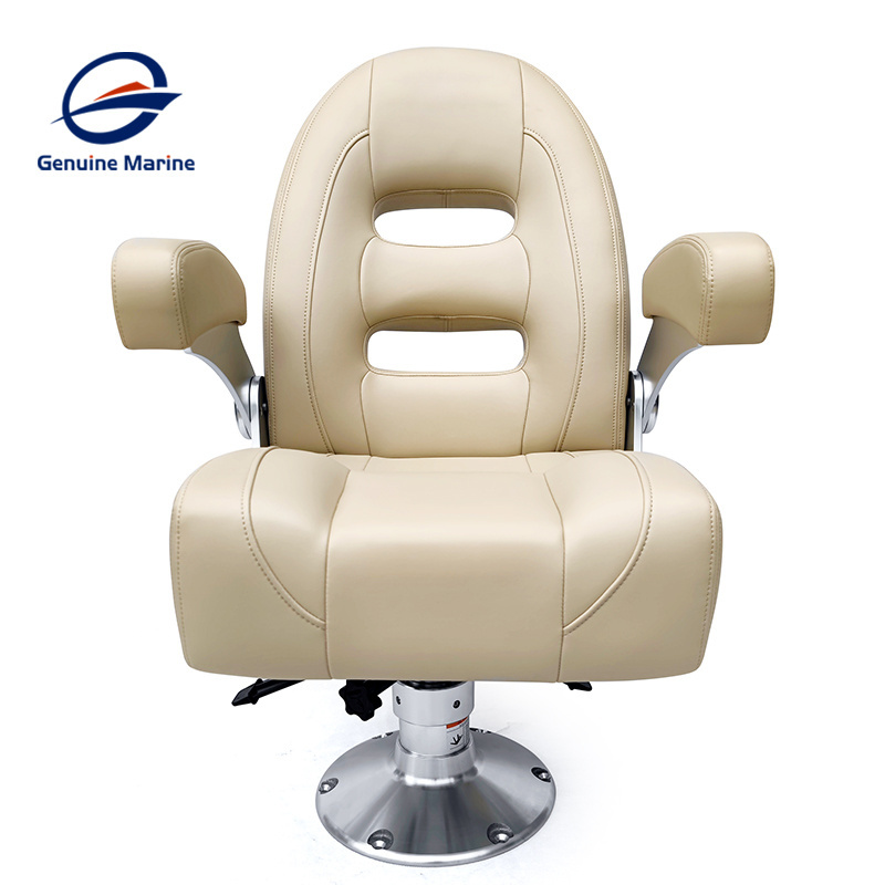 Genuine Marine High Back Center Console Boat Seats Marine Boat Flip Up Captain Seat With Shock Absorber