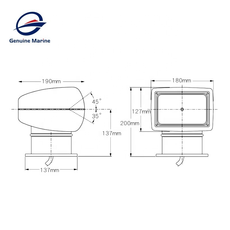 Genuine Marine Waterproof Surface Mounting Rotate Ship Boat Search Light With Controller Panel For Yacht