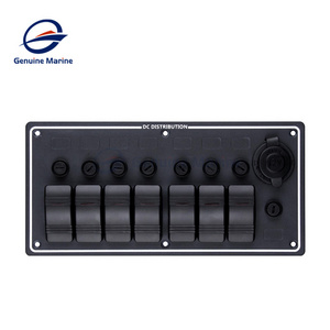 Waterproof 12V 24V Push Button Toggle 8 Gang Mount Electrical Rocker Boat Marine Control Switch Panel With Fuse