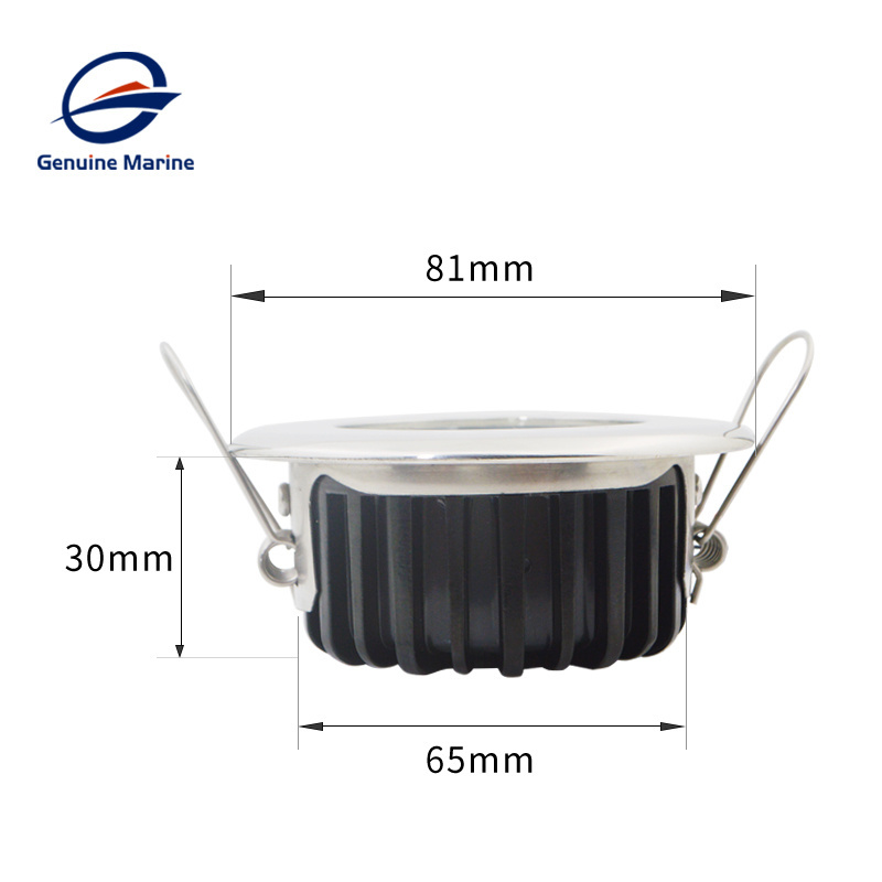 Genuine Marine 12V Boat Downlights Round Recessed Down Light Stainless Steel Ceiling Light