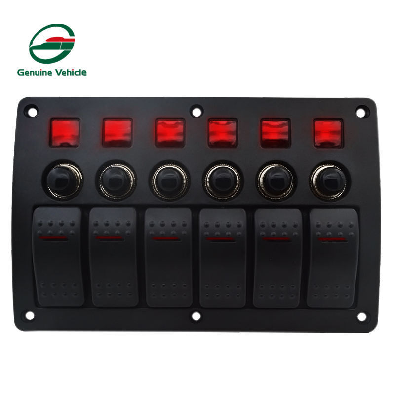 RV 8 gang waterproof marine  rocker toggle switch panel with circuit breaker for marine boat caravan