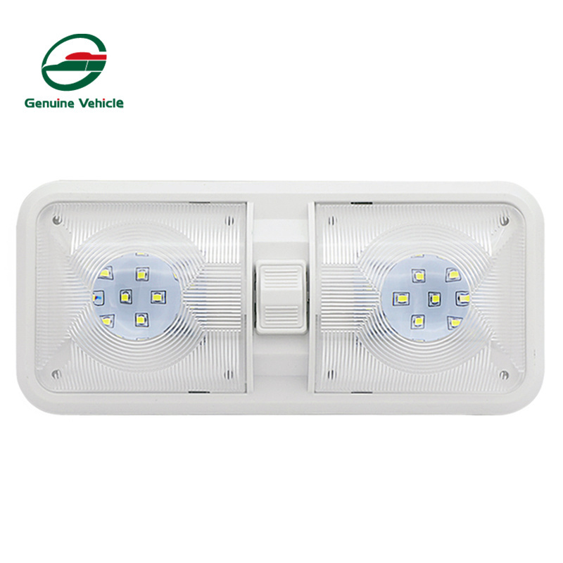 Genuine Vehicle Camper 12V Led Light Double Dome Light Fixture with On Off Switch Interior RV Lights