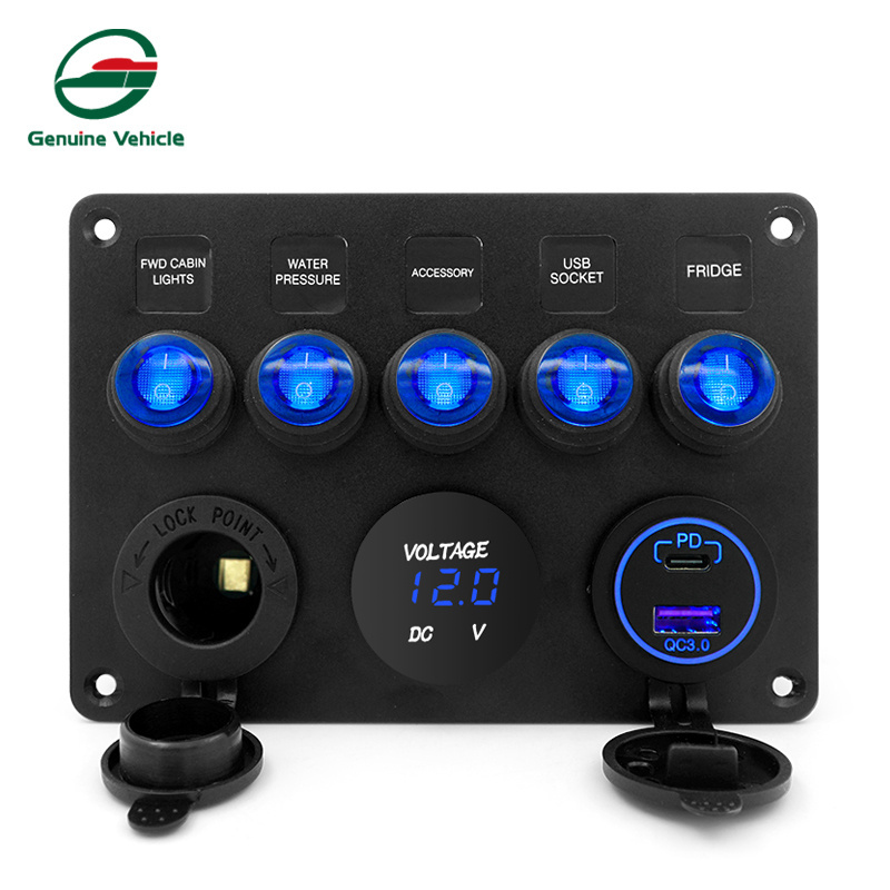 Genuine Vehicle RV Boat Marine 12V 48V Universal Waterproof Switch Panel