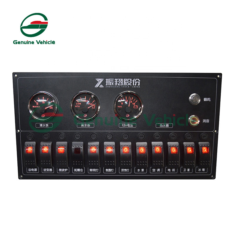 Custom Distribution Panel Button Rocker Switch Panel With Voltmeter Water Gauge For Car RV Caravan