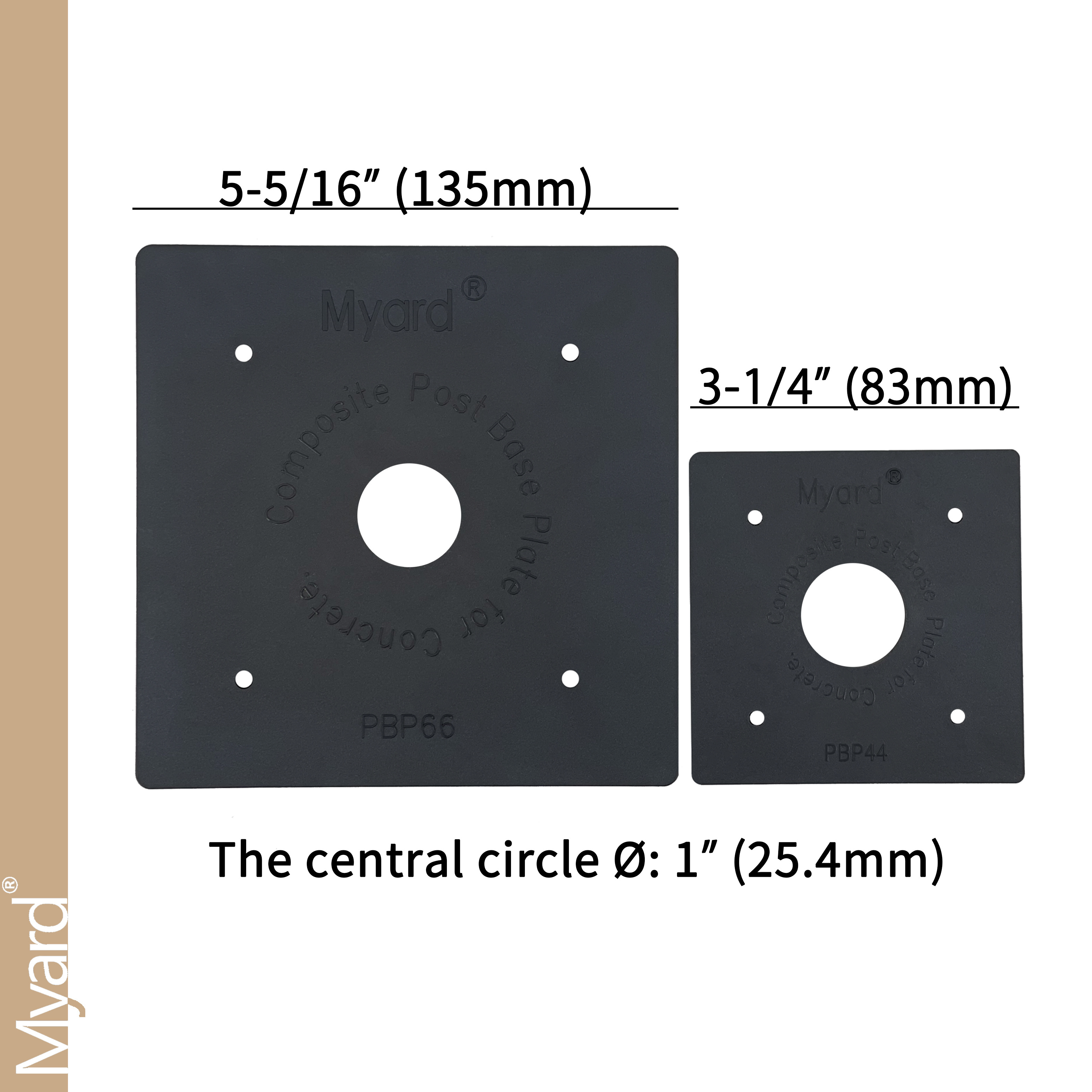 Myard Thickened Sides 6X6 Inches Wood Post Decorative Base Plate Weather-Resistant For Solid Wood Post And Concrete