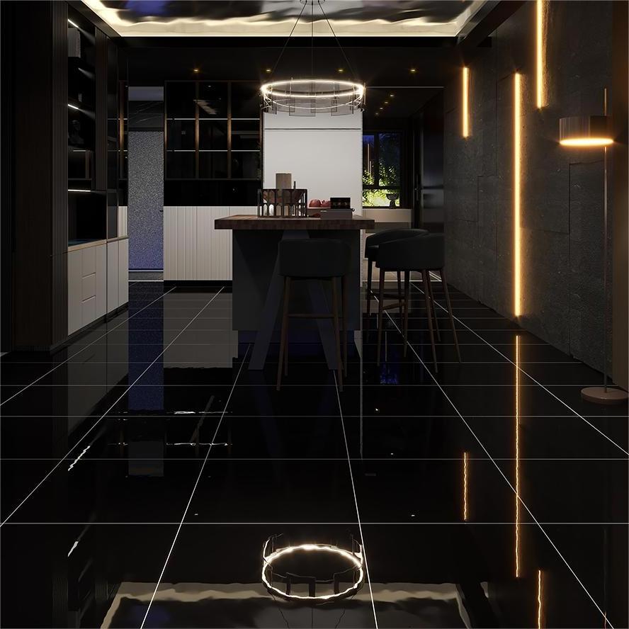 Wholesale Large Polished Super Black Living Room Floor Tiles 60 X60