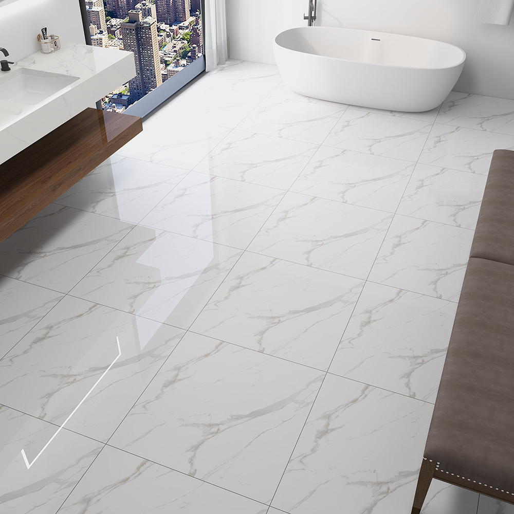 High Quality White Marble Porcelain Glossy Floor Polished Tile 60x60 For Floor 600x600