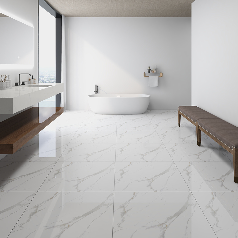 High Quality White Marble Porcelain Glossy Floor Polished Tile 60x60 For Floor 600x600