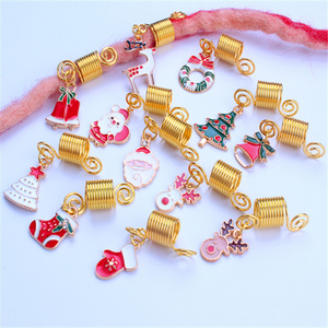 Genya New Christmas tree  Hair Jewelry Alloy Hair Braids Gold  Vicking Rings Cuffs metal Clips for Dreadlock Accessories