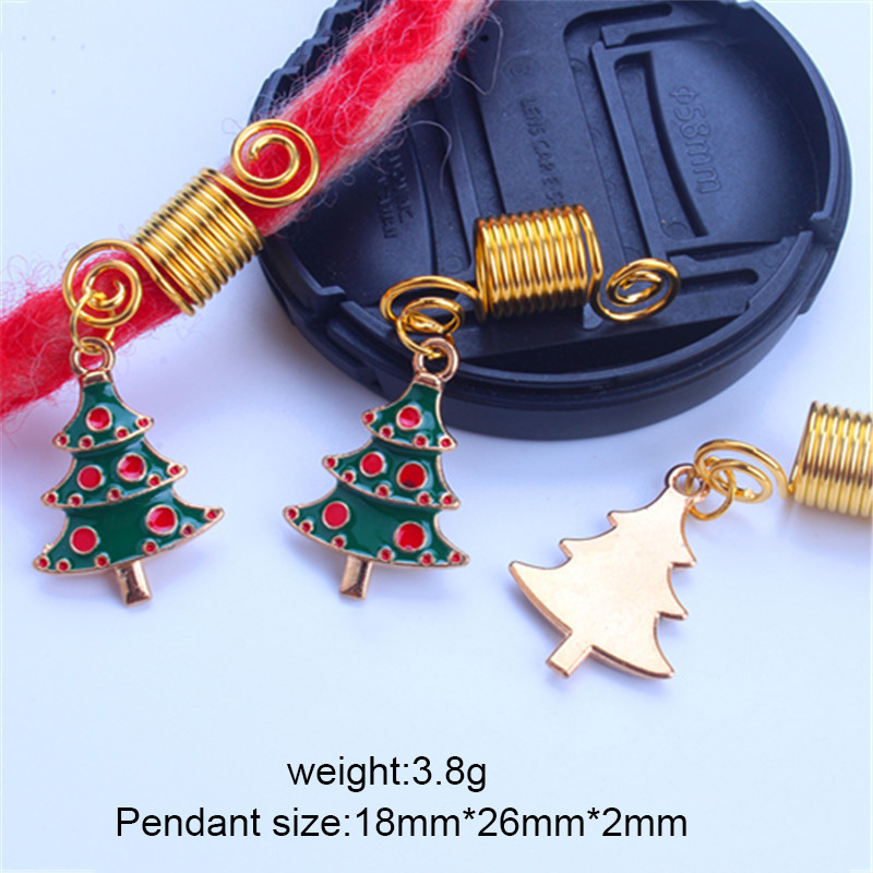 Genya New Christmas tree  Hair Jewelry Alloy Hair Braids Gold  Vicking Rings Cuffs metal Clips for Dreadlock Accessories