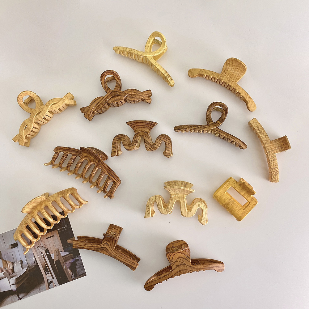 GENYA New Wooden Hair Claw Clip Nonslip Banana Hair Styling Strong Hold Clips for Girls Hair Accessories