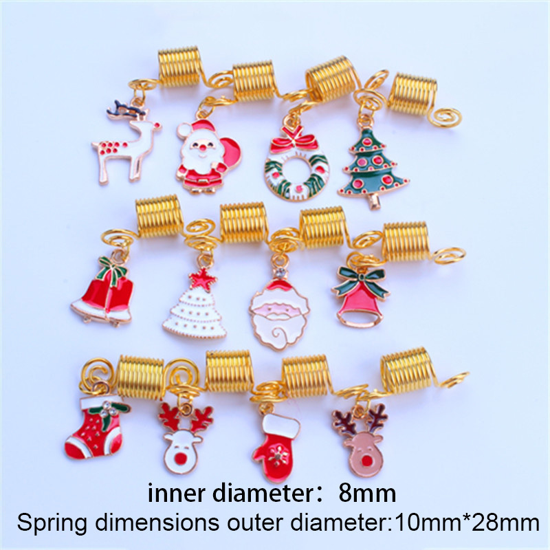 Genya New Christmas tree  Hair Jewelry Alloy Hair Braids Gold  Vicking Rings Cuffs metal Clips for Dreadlock Accessories