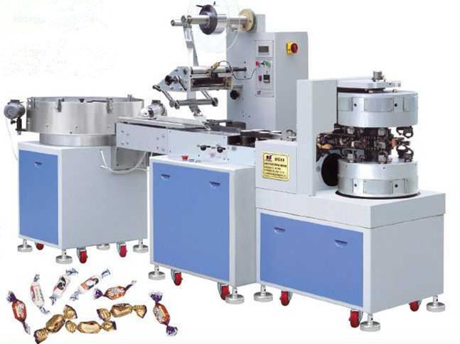 Wear-resisting double twist small caramel toffee candy wrapping machine