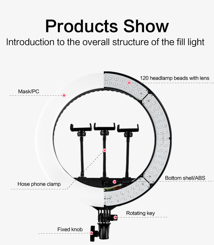 New Ring Light HQ14 HQ18 18N 21N Led Ring Light For Barber Shop Studio Makeup Photography With Stand Phone Holder Remote