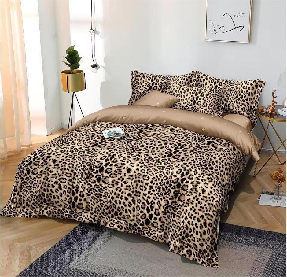 Leopard print cotton bed sheets sets king size bed sheet and pillow case set wholesale bedding set draps de lit