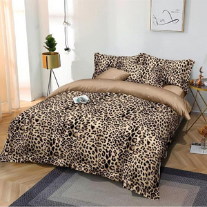 Leopard print cotton bed sheets sets king size bed sheet and pillow case set wholesale bedding set draps de lit