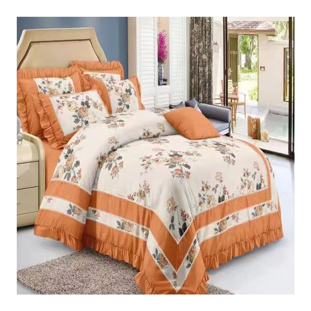 New design 100% cotton 6 pcs bedding set duvet cover for wedding Luxury wholesale quilt cotton set queen size