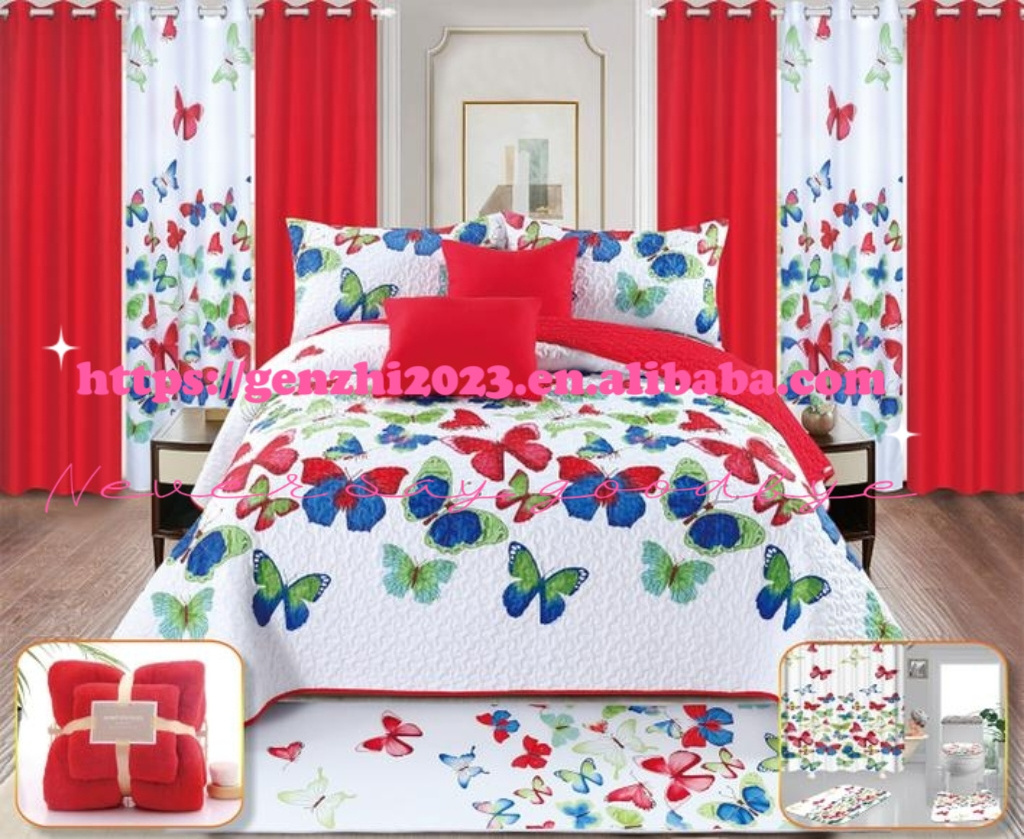 24 pcs bedding set luxury bedspreads set with curtains wholesale bedspreads cotton quilts bedding bedspreads set