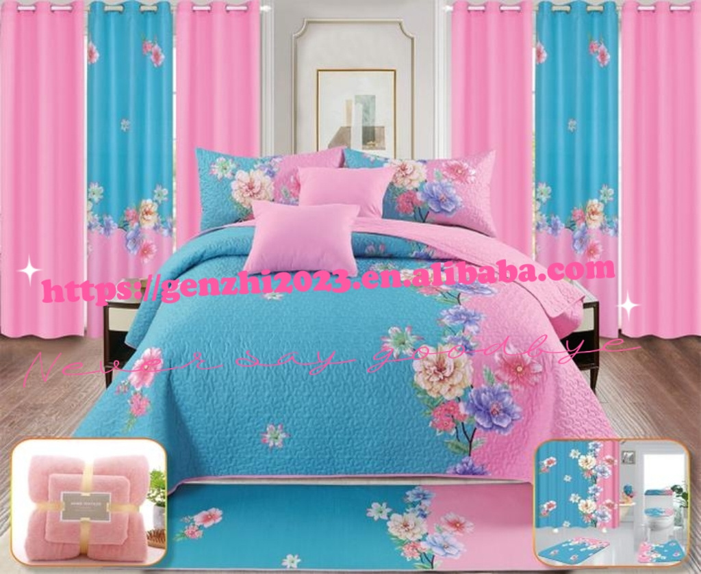 24 pcs bedding set luxury bedspreads set with curtains wholesale bedspreads cotton quilts bedding bedspreads set