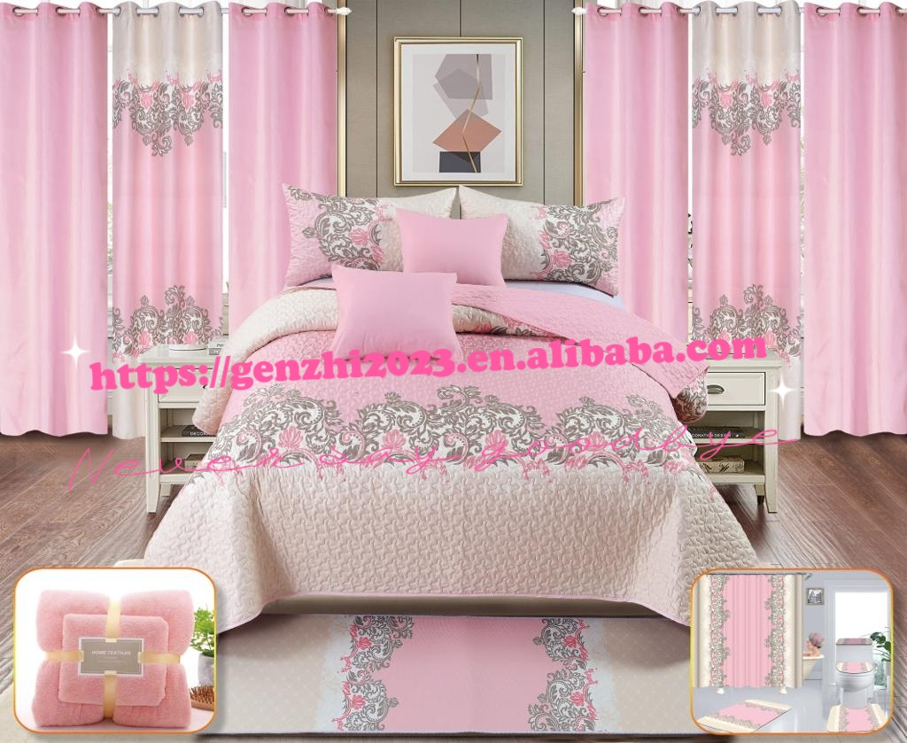 24 pcs bedding set luxury bedspreads set with curtains wholesale bedspreads cotton quilts bedding bedspreads set