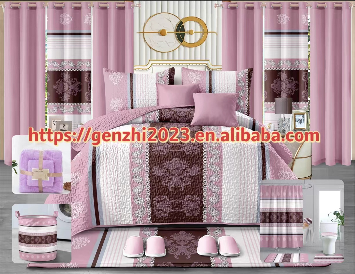 24 pcs bedding set luxury bedspreads set with curtains wholesale bedspreads cotton quilts bedding bedspreads set