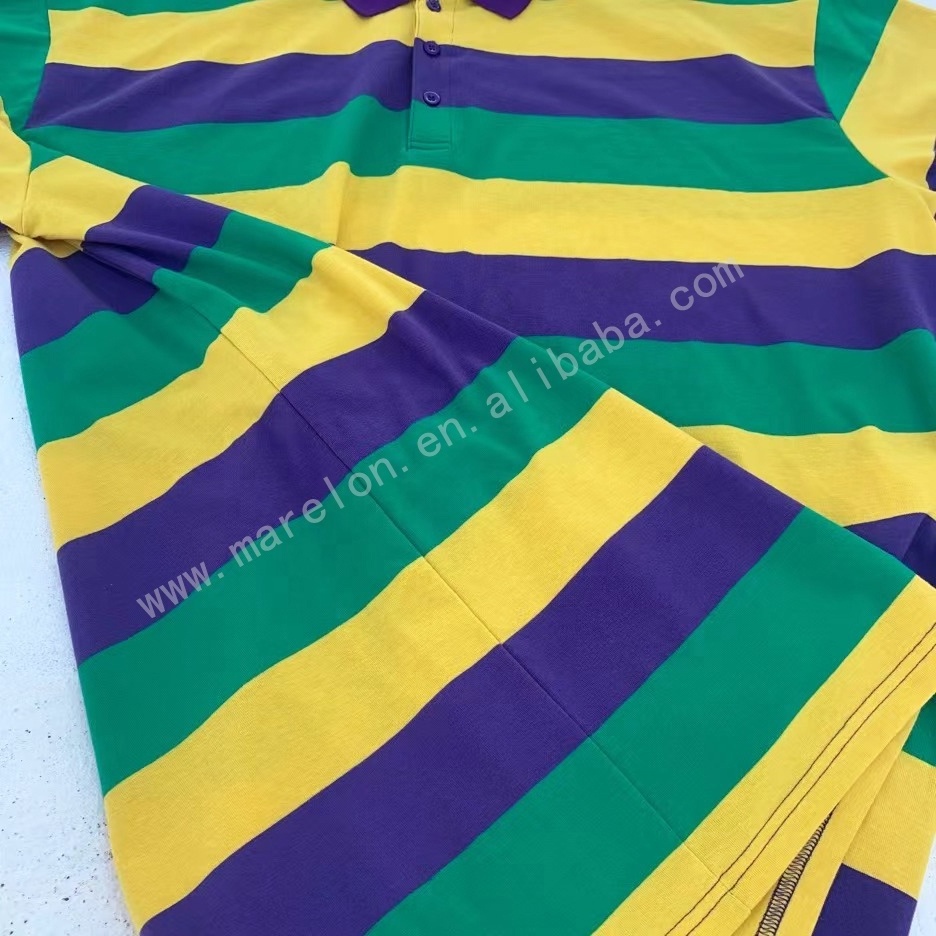 New Orleans 2024  Carnival Adult Clothes Long Sleeves Striped Polo Shirt Men's Wear Outfit Custom T-Shirts Mardi Gras Apparel