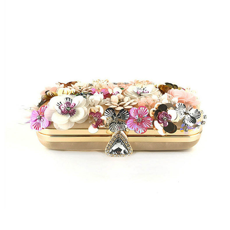 Luxury Sequin Purse Bags Handmade Beaded Clutch Purse Women Elegant Flowers Wedding Evening Bags