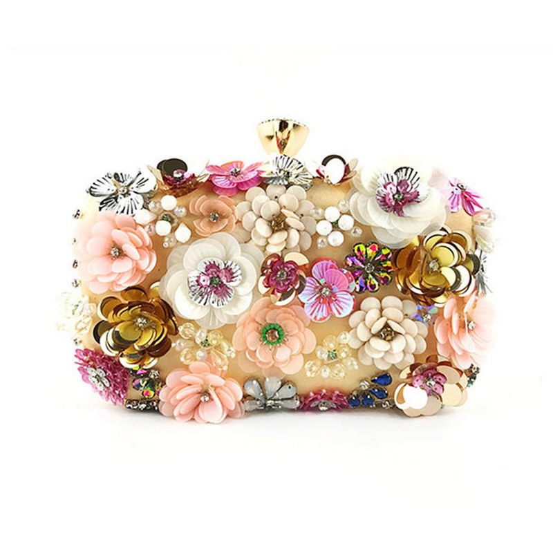 Luxury Sequin Purse Bags Handmade Beaded Clutch Purse Women Elegant Flowers Wedding Evening Bags