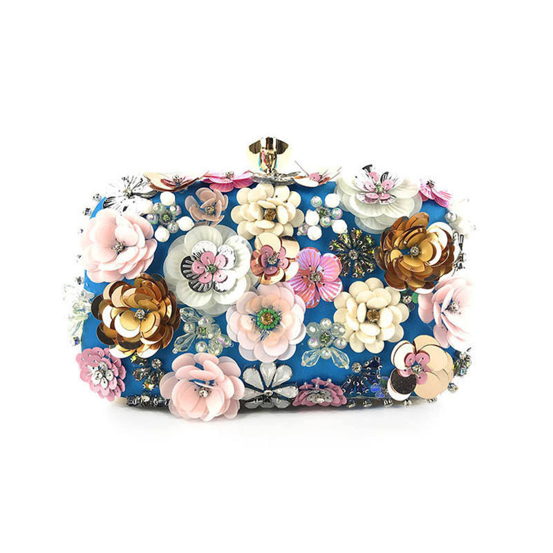 Luxury Sequin Purse Bags Handmade Beaded Clutch Purse Women Elegant Flowers Wedding Evening Bags