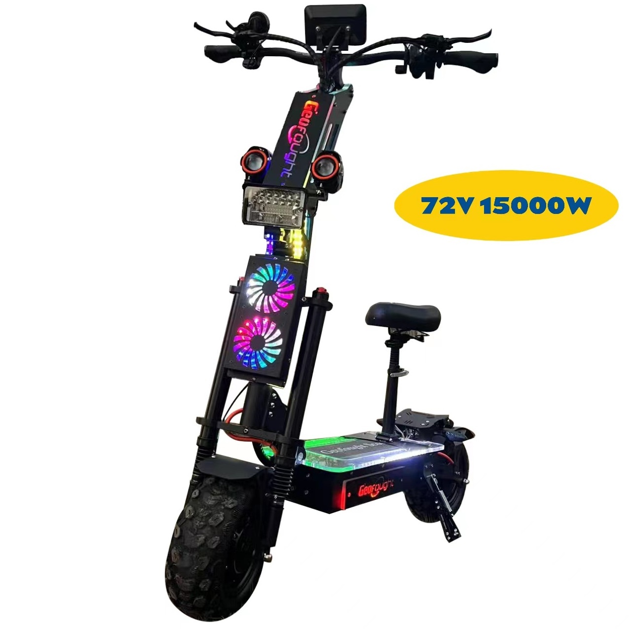 Racing dual motor Geofought 14inch Fat Tire 10000w 15000W e scooter Off Road 72v 8000w electric adult scooter With led lights