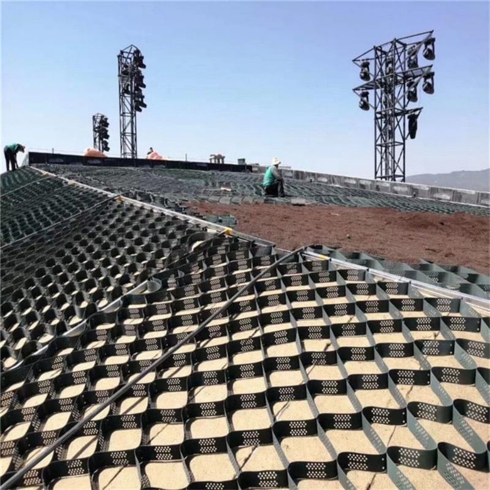 HDPE Plastic Geocell Retaining Wall for Outdoor Road and Basement Steep Slope Reinforcement Stabilizer Honeycomb Geocell