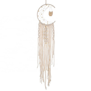 Organic Boho Macrame Tapestry Wall Hanging Dream Catcher Diy Room Decoration Kids Owl Moon Star Dream Catcher Home Decor